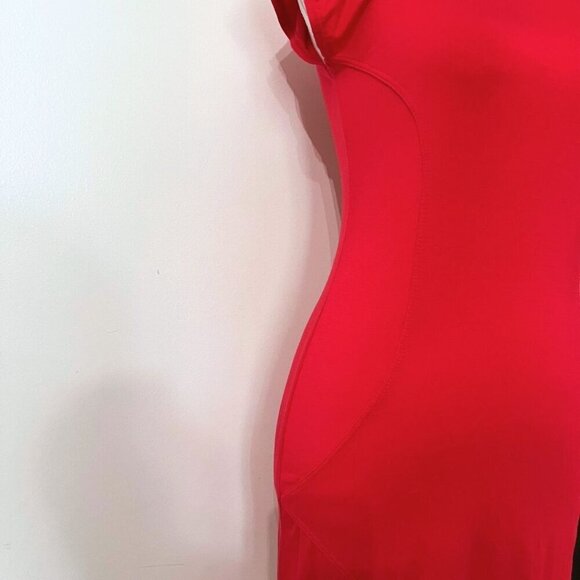 LNA RED CAP SLEEVE STRETCH JERSEY BODYCON DRESS - S - Picture 5 of 8